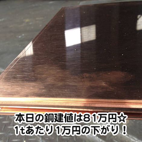 【銅相場情報2014.1.23】銅板は鏡のような輝き