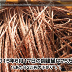 【銅相場情報 2015.6.17】75万円に改定！1tあたり2万円の下がり⤵⤵