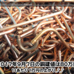 【銅建値情報 2017.9.7】ついに80万円到達！　1tあたり1万円の上がり⤴