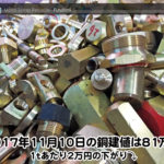 【銅建値情報 2017.11.10】1tあたり2万円下がりの81万円に改定⤵