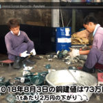 【銅建値情報 2018.8.3】1tあたり2万円下がりの73万円に改定⤵⤵