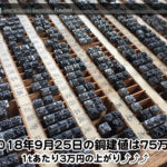 【銅建値情報 2018.9.25】1tあたり3万円上がりの75万円に改定⤴⤴⤴