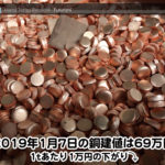 【銅建値情報 2019.1.7】1tあたり1万円下がりの69万円に改定☆⤵