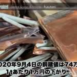 【銅建値情報 2020.9.4】1tあたり1万円下がりの74万円に改定⤵