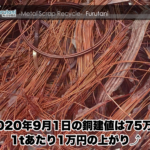 【銅建値情報 2020.9.1】1tあたり1万円上がりの75万円に改定☆⤴