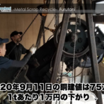 【銅相場情報 2020.9.11】1tあたり1万円下がりの75万円に改定⤵