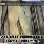【銅建値情報 2021.3.1】1tあたり1万円下がりの101万円に改定⤵