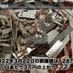 【銅建値情報 2022.3.22】1tあたり3万円上がりの128万円に改定⤴⤴